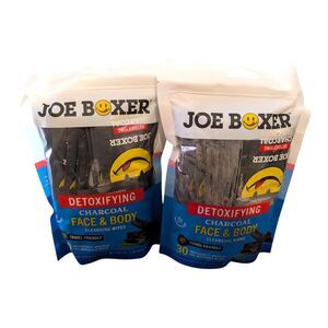2X JOE BOXER DETOXIFYING FACE & BODY WIPES Refreshing 30 Count Each New